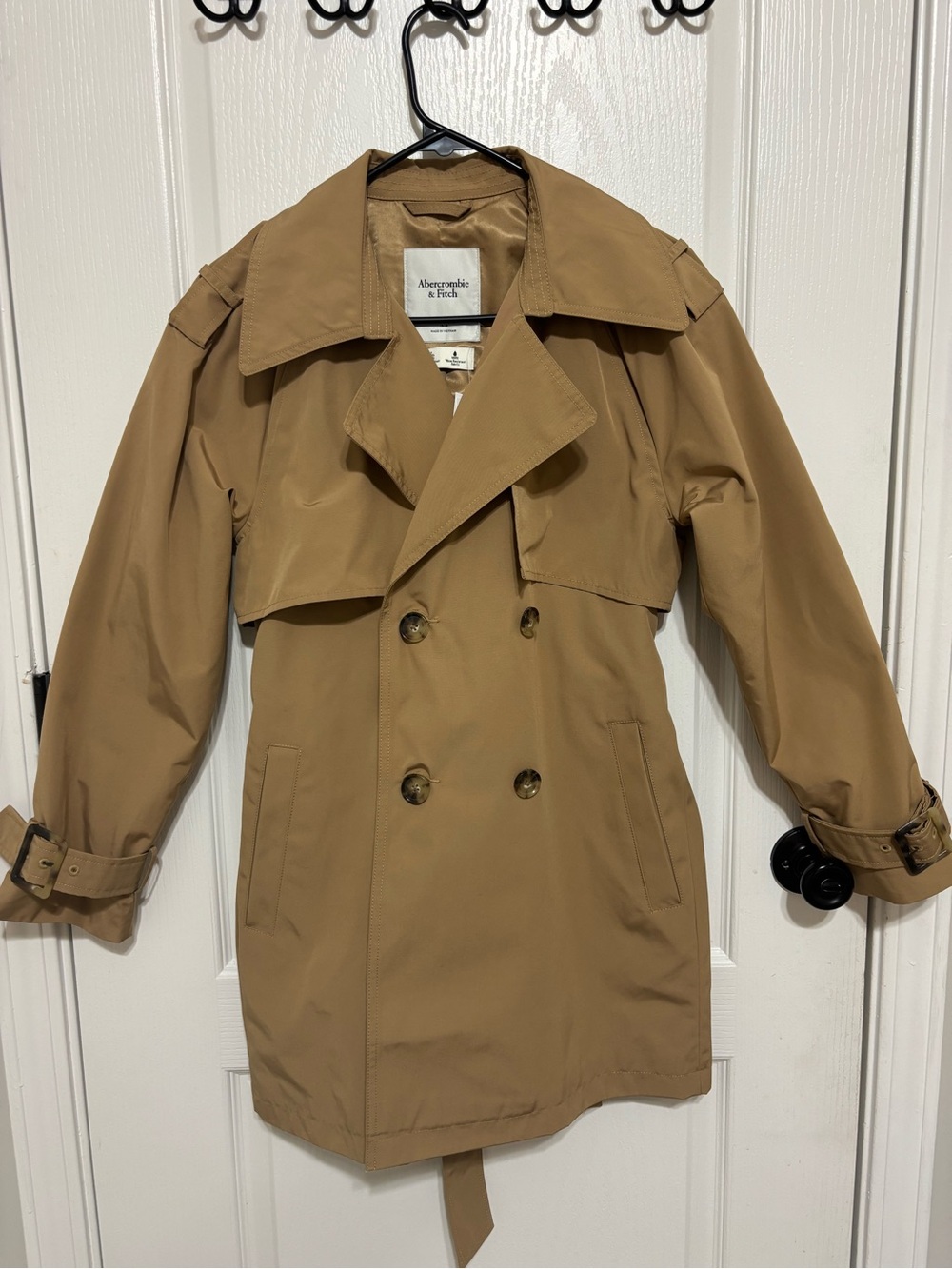 Abercrombie & Fitch Women’s Camel Double-Breasted Trench Coat